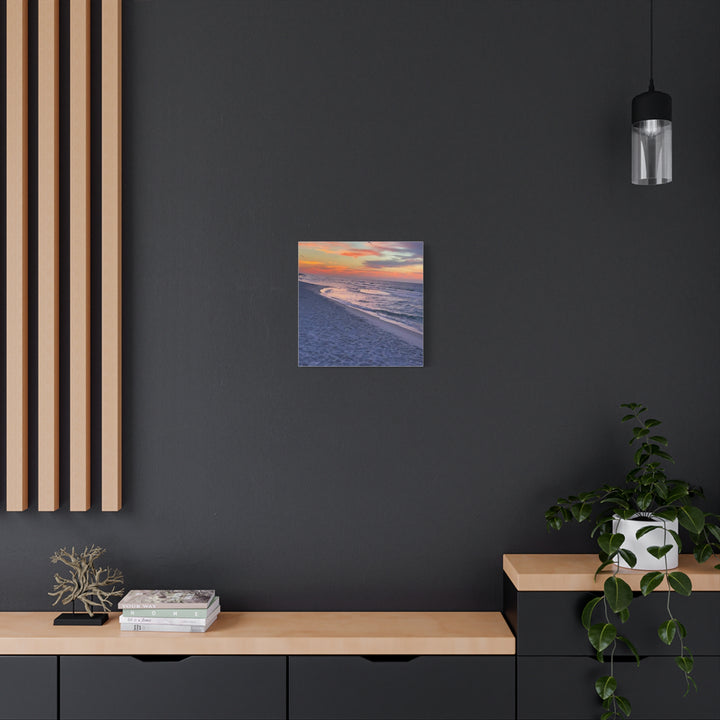 Sunset Beach Matte Stretched Canvas Print