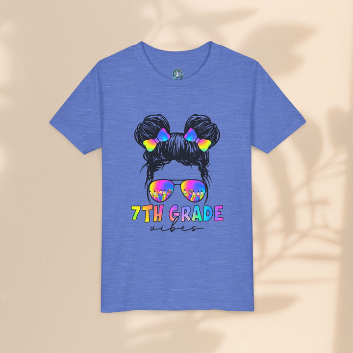 Rainbow 7th Grade Vibes Tee, Fun Youth T-Shirt, Back to School Fashion, Kids Graphic Tee, Teen Birthday Gift, Colorful Kids Wear