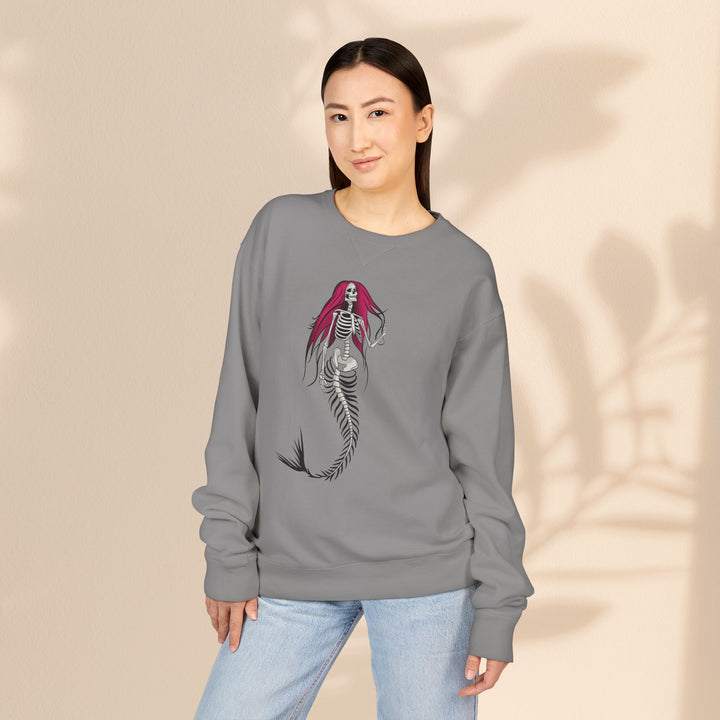 Crewneck Sweatshirt — Gothic Mermaid Skeleton Graphic