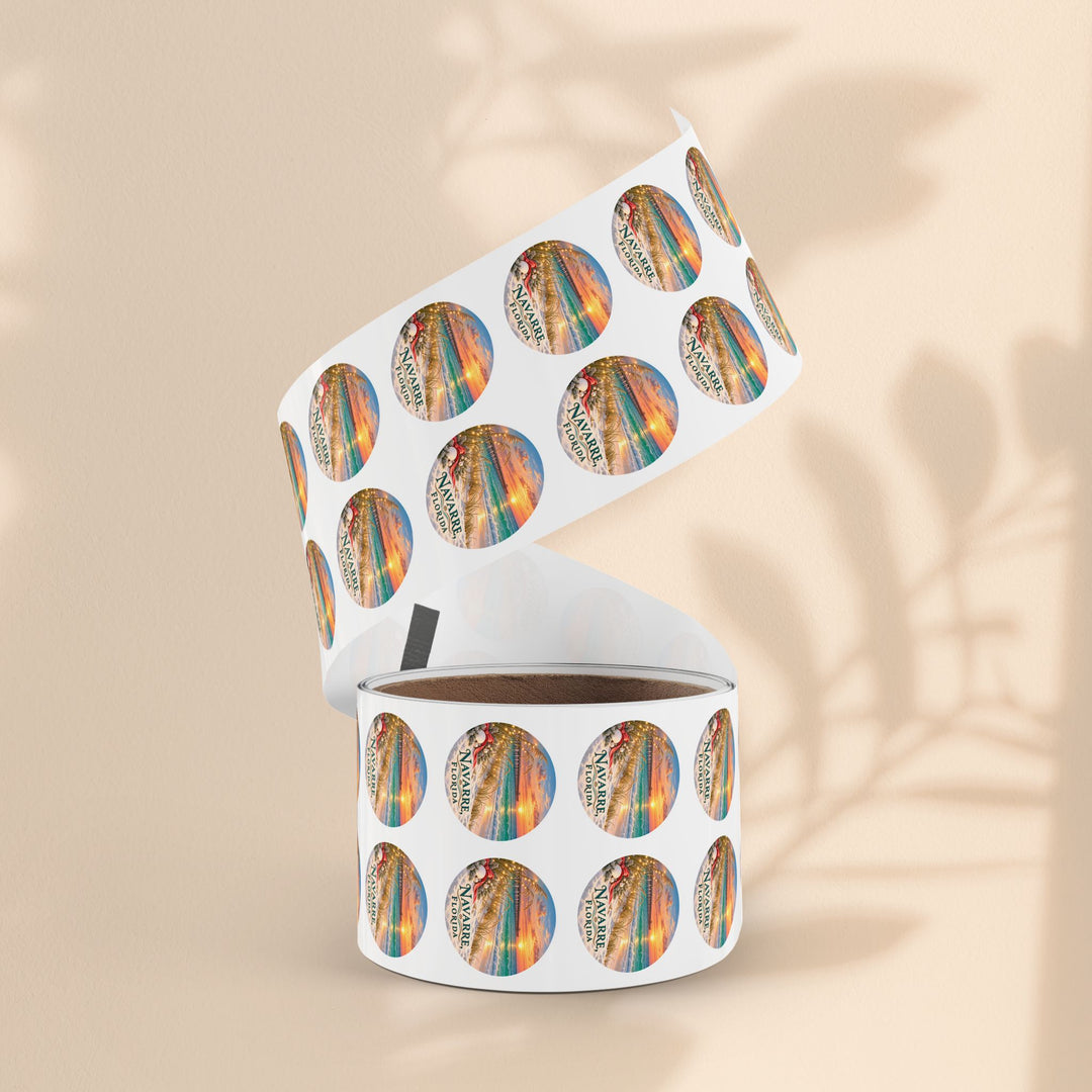 Navarre Florida Round Sticker Rolls – Waterproof Beach Sunset Labels