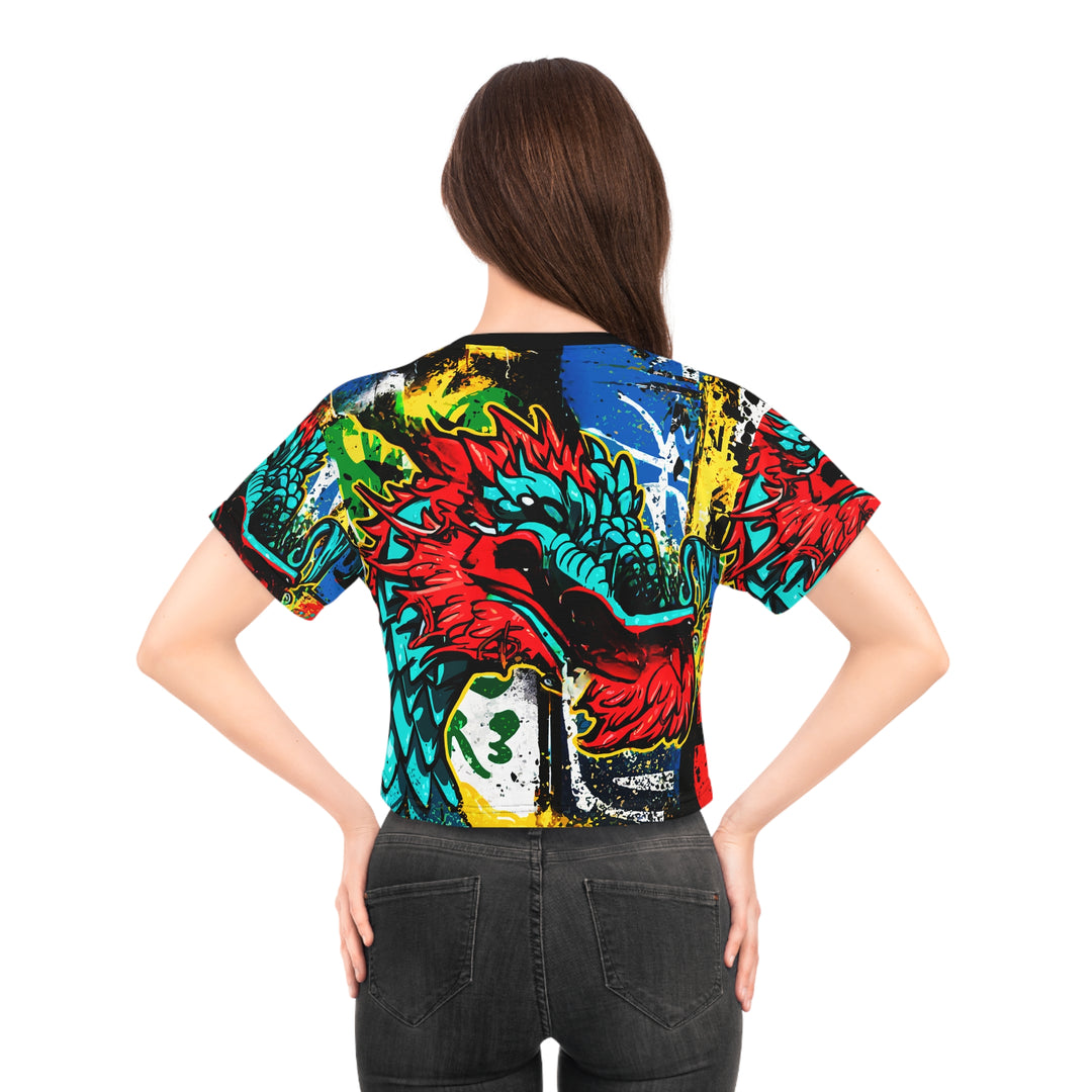 Colorful Street Dragon Graphic Crop Tee