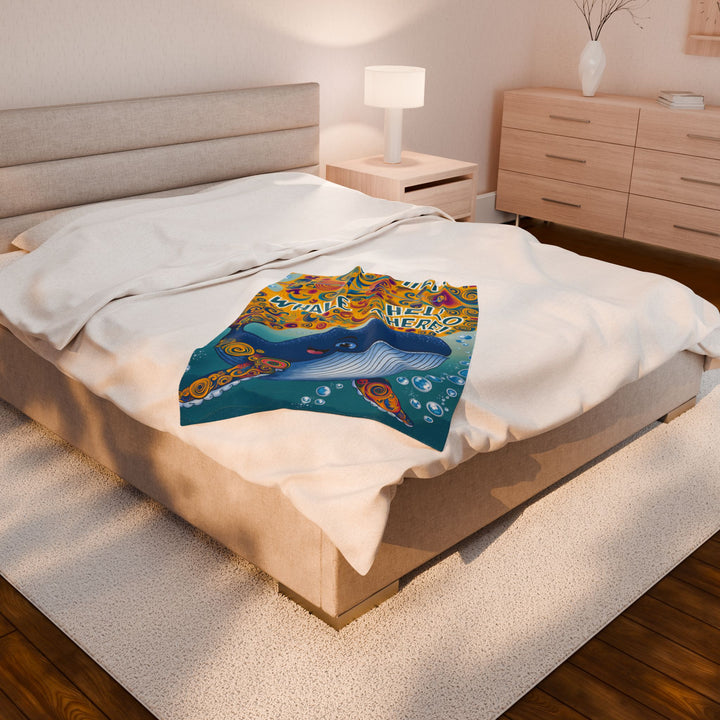 Velveteen Plush Blanket - Whale Hello There