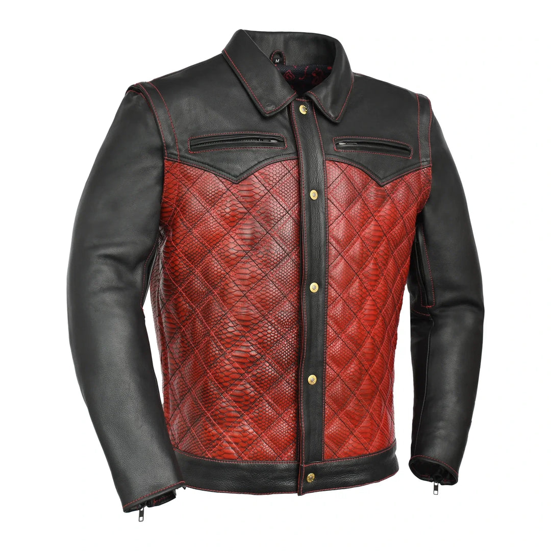 Redstrike Men’s Red & Black Leather Motorcycle Jacket