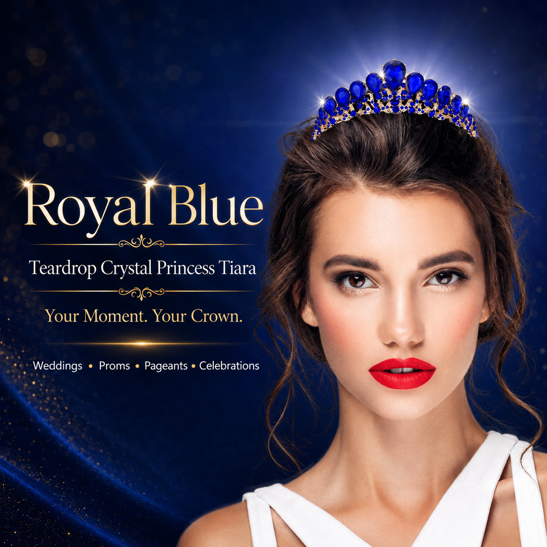 Royal Blue Teardrop Crystal Princess Tiara