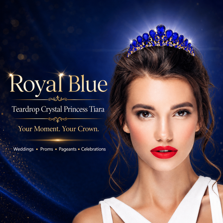 Royal Blue Teardrop Crystal Princess Tiara