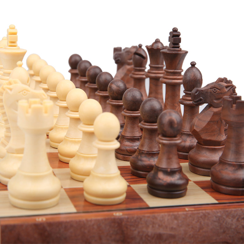 Magnetic Chess Set with Imitation Wood Chessboard