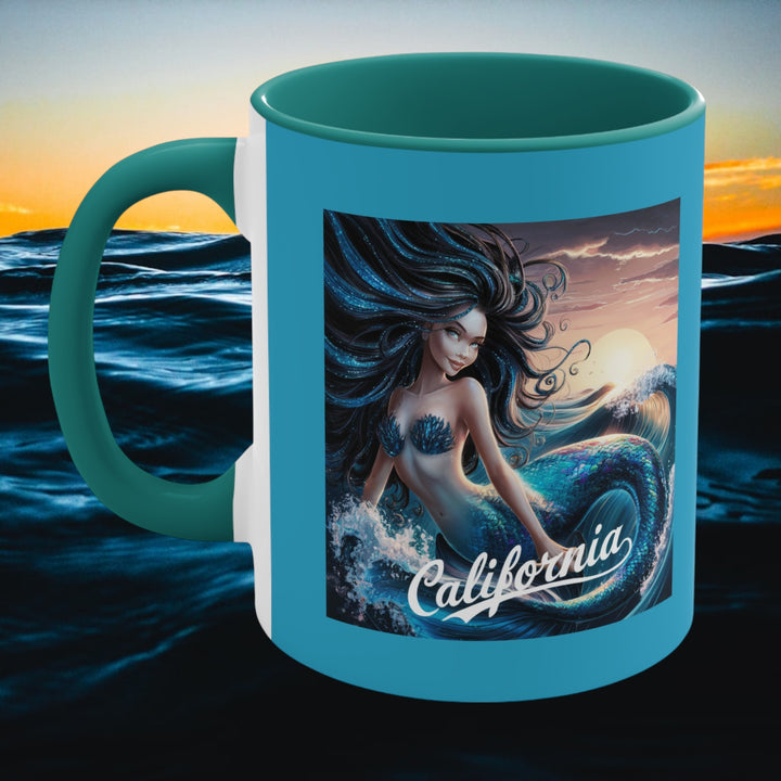 California Mermaid 11oz Accent Mug – Beach Lover Gift