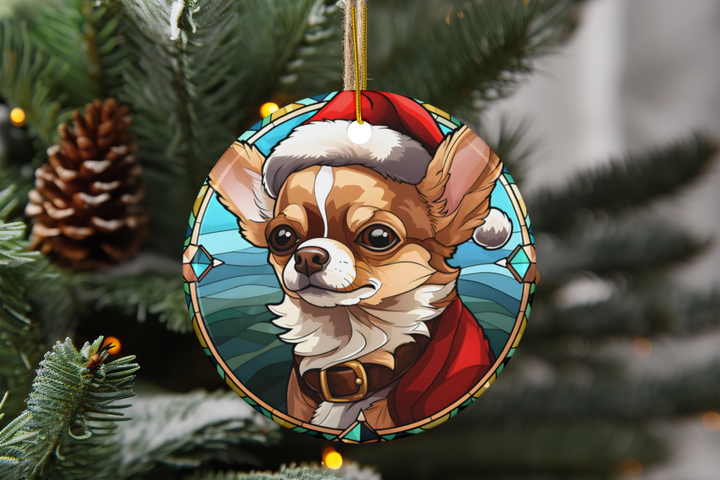 Ceramic Ornaments, 2-Side Print, (1pc, 3pcs, 5pcs, 10pcs) - Chihuahua Christmas
