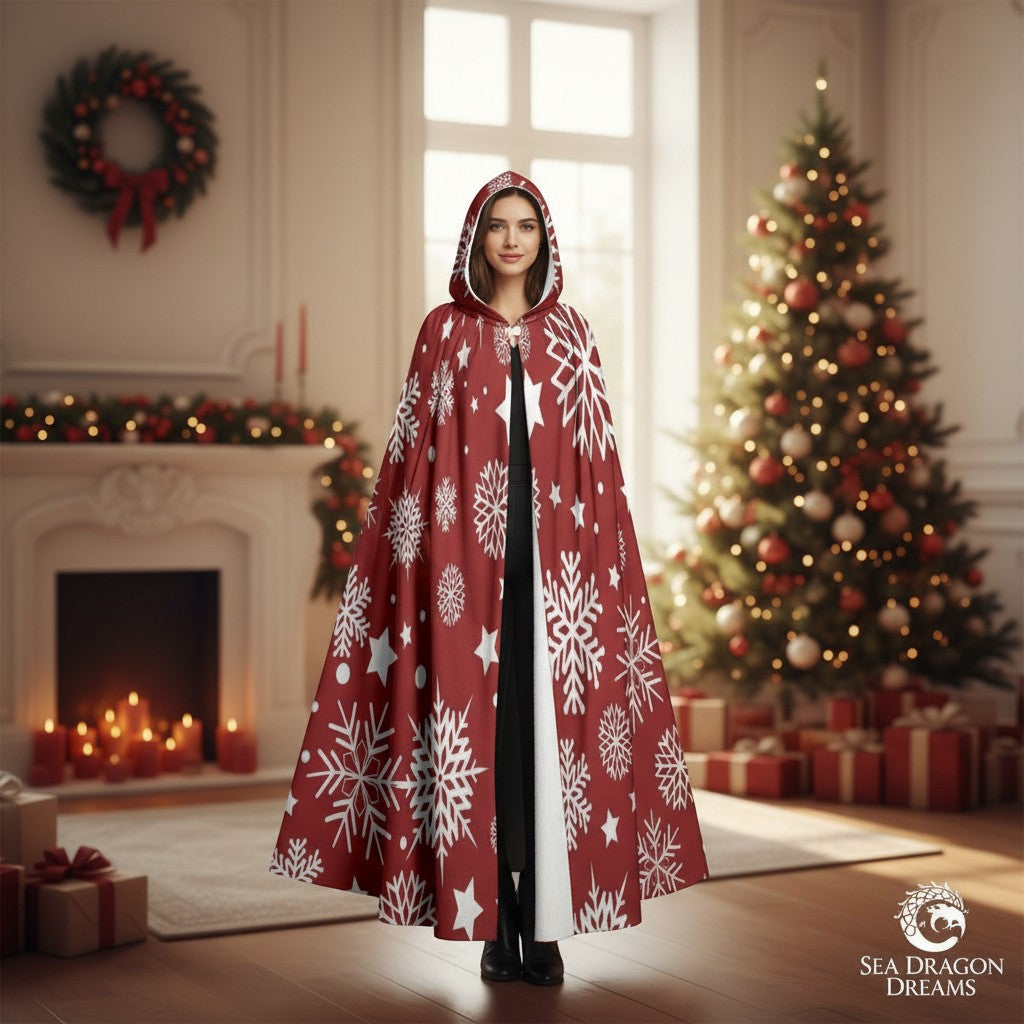 Christmas Snowflakes Unisex Hooded Cloak