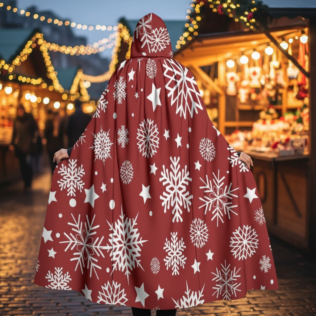 Christmas Snowflakes Unisex Hooded Cloak