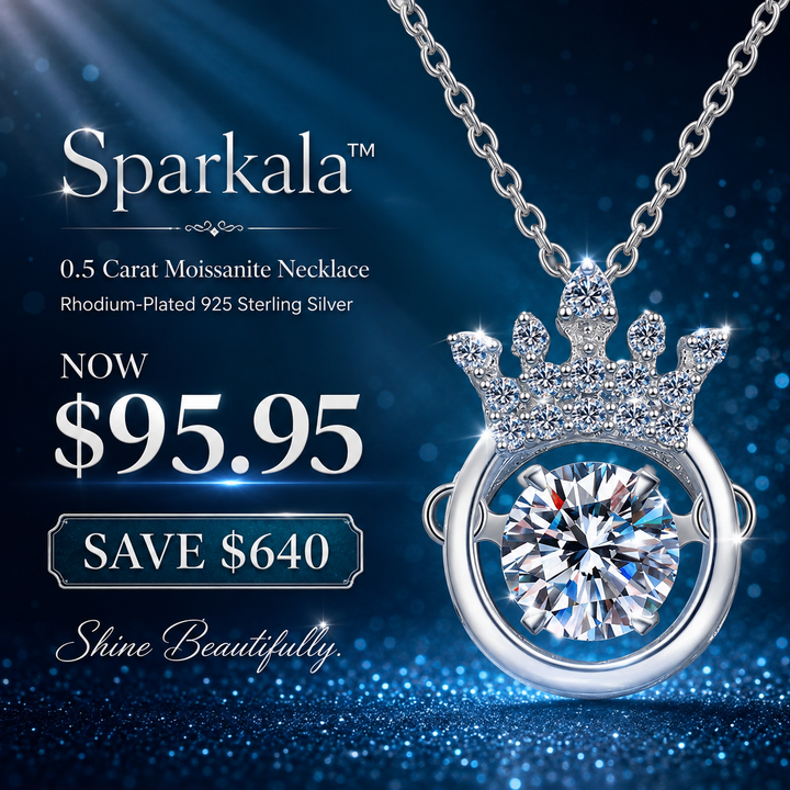 Sparkala™ 0.5 Carat Moissanite Necklace in Rhodium-Plated 925 Sterling Silver