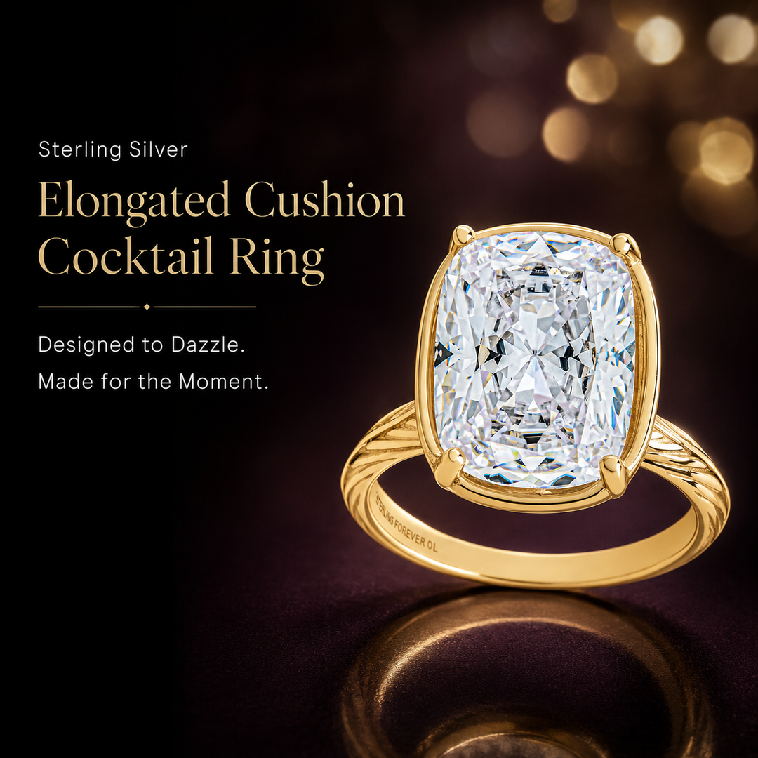 Sterling Silver Elongated Cushion Cocktail Ring