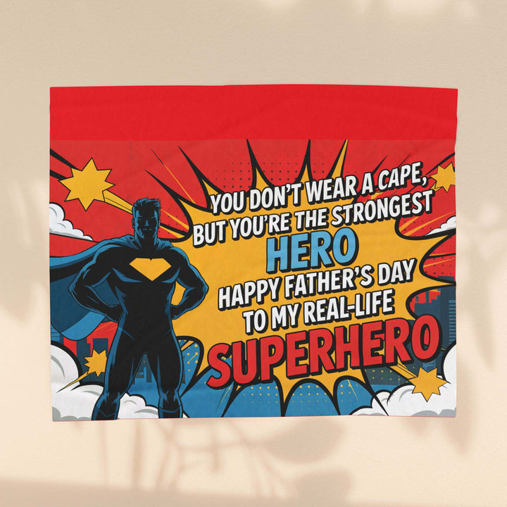 Superhero Dad Velveteen Plush Blanket - Perfect Gift for Father's Day