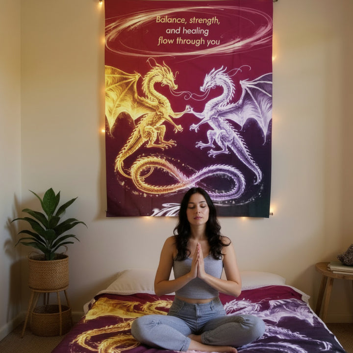 Enchanting Dragon Velveteen Plush Blanket - Balance, Strength, Healing