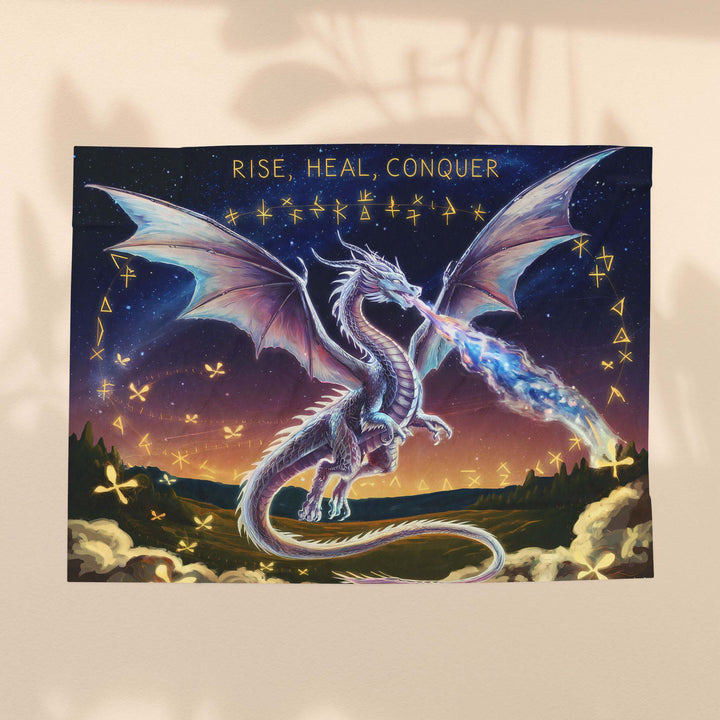Fantasy Dragon Velveteen Plush Blanket - Rise, Heal, Conquer