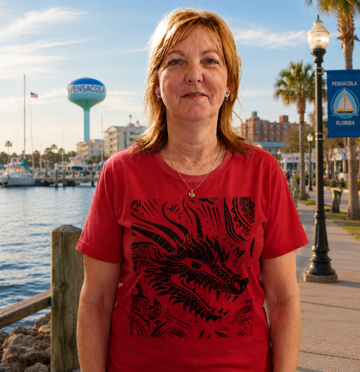 Unisex Moisture Wicking Tee - Dragon Black and White