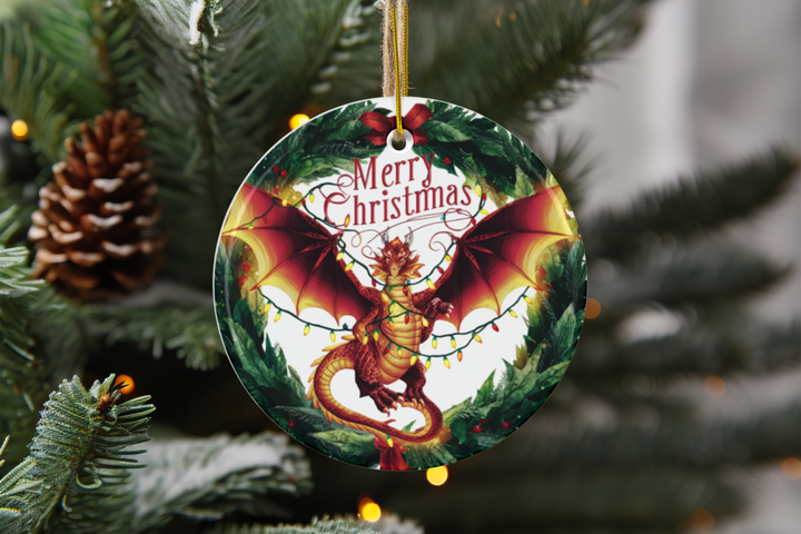 Ceramic Ornament - Merry Christmas Dragon