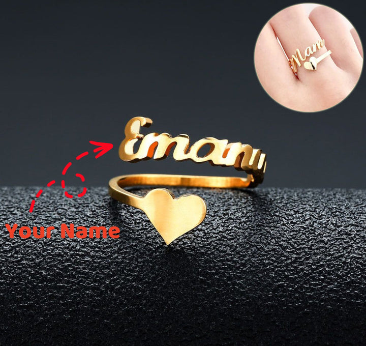Personalized Name Heart Ring in Stainless Steel