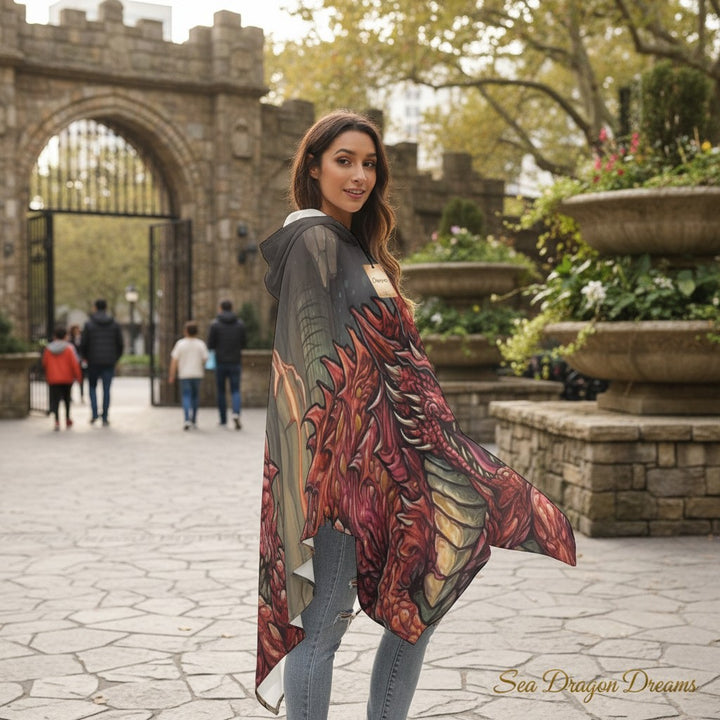 Emberwing Orange Dragon Hooded Cloak – Unisex