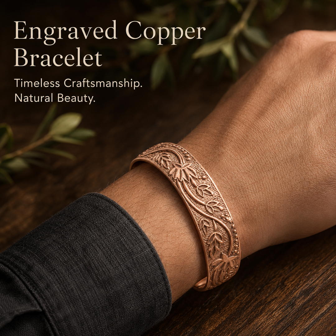 Pure Copper Cuff Bracelet for Women – Floral