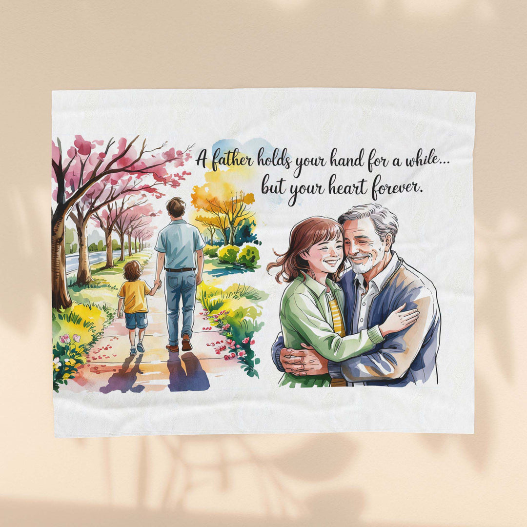 Emotional Velveteen Plush Blanket - 'Father Holds Your Hand...' Cozy Throw for Family Love