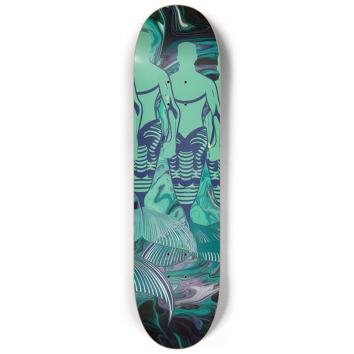 2 Skateboard Series Art - Green Mermen