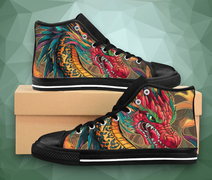 Women's High Top Sneakers - Fire Dragon