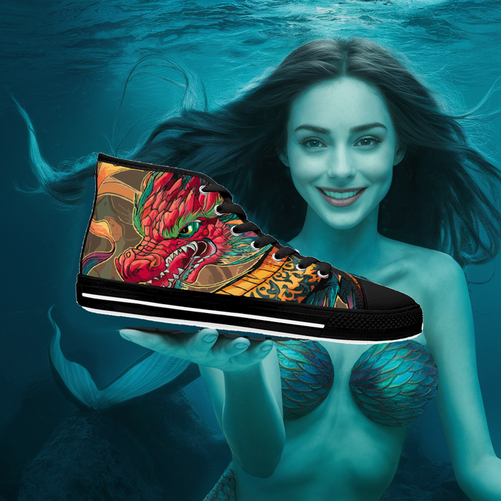 Women's High Top Sneakers - Fire Dragon