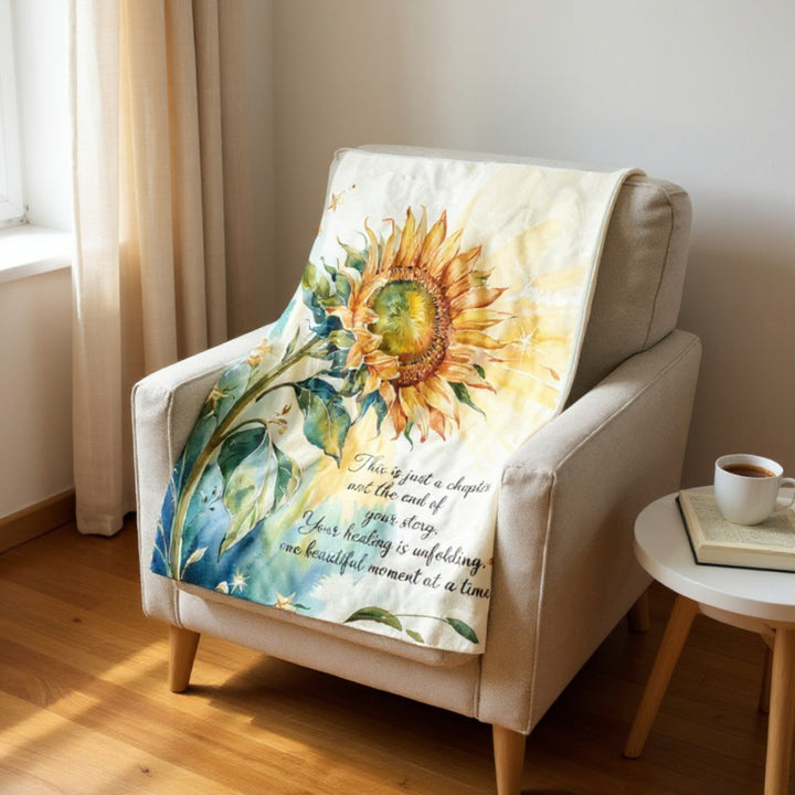 Sunflower Healing Velveteen Plush Blanket - Inspirational Cozy Decor