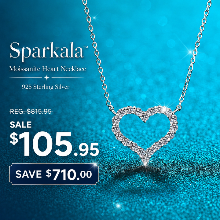 Sparkala™ Moissanite Heart Necklace in 925 Sterling Silver
