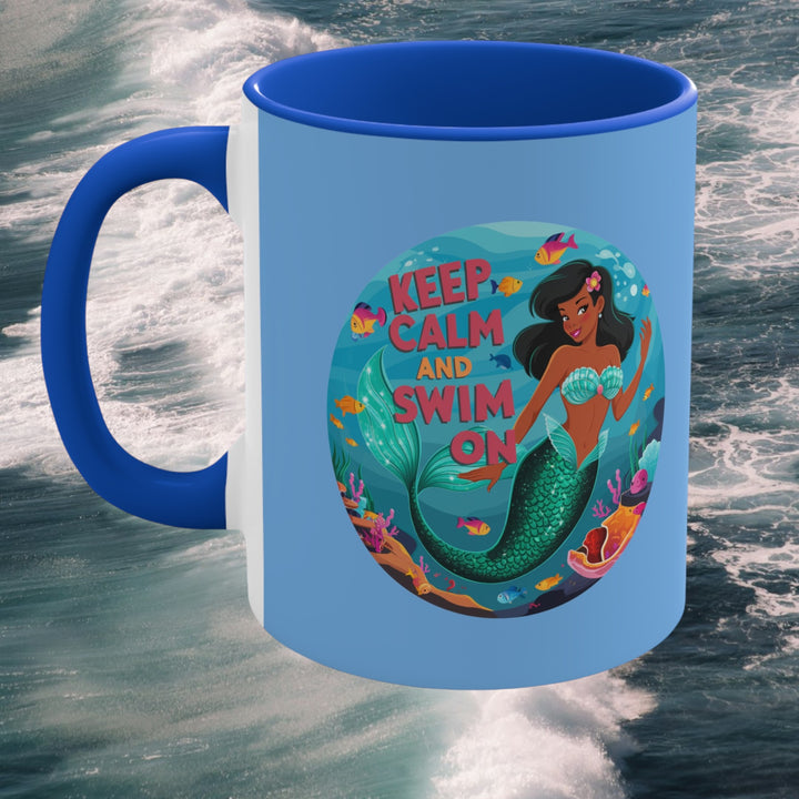 Keep Calm Swim On 11oz Accent Mug – Ocean Gift Cup
