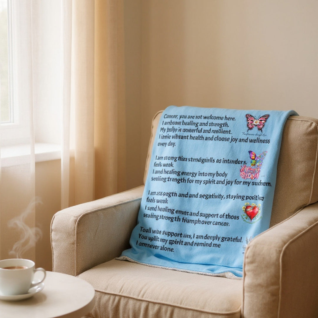 Sherpa Blanket - Letter to Cancer Healing Journey Inspirational Design