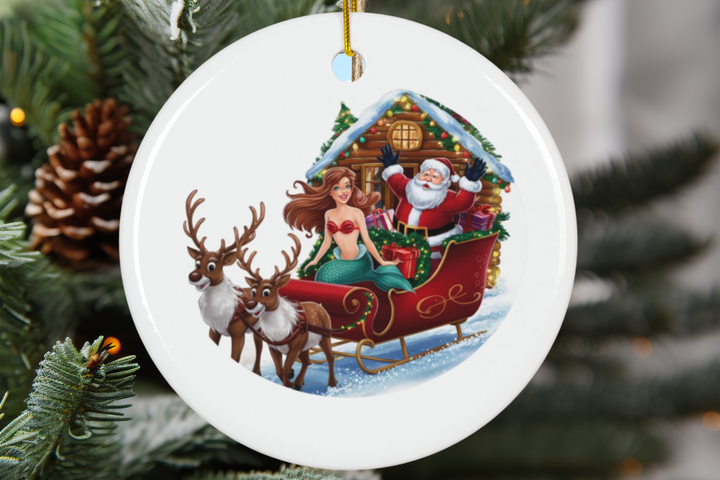 Ceramic Ornament - Mermaid and Santa