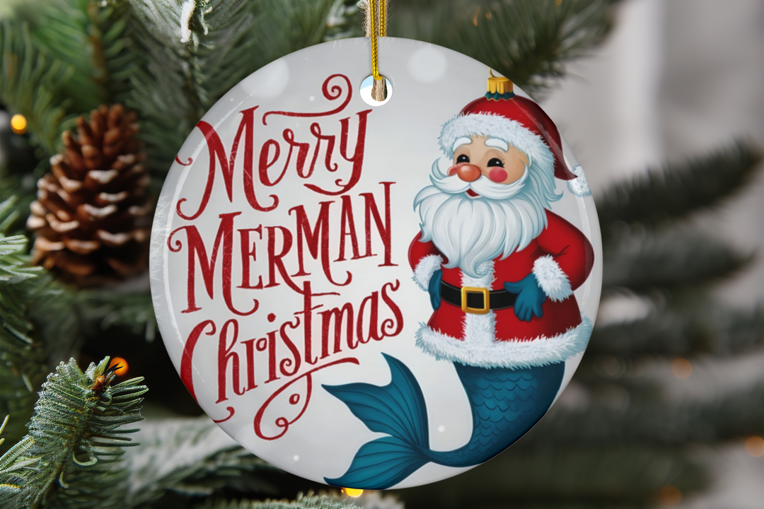 Ceramic Ornament - Merry Merman Christmas