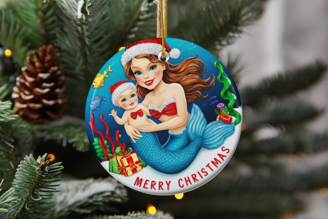 Ceramic Ornament - Mermaid Mom with Baby