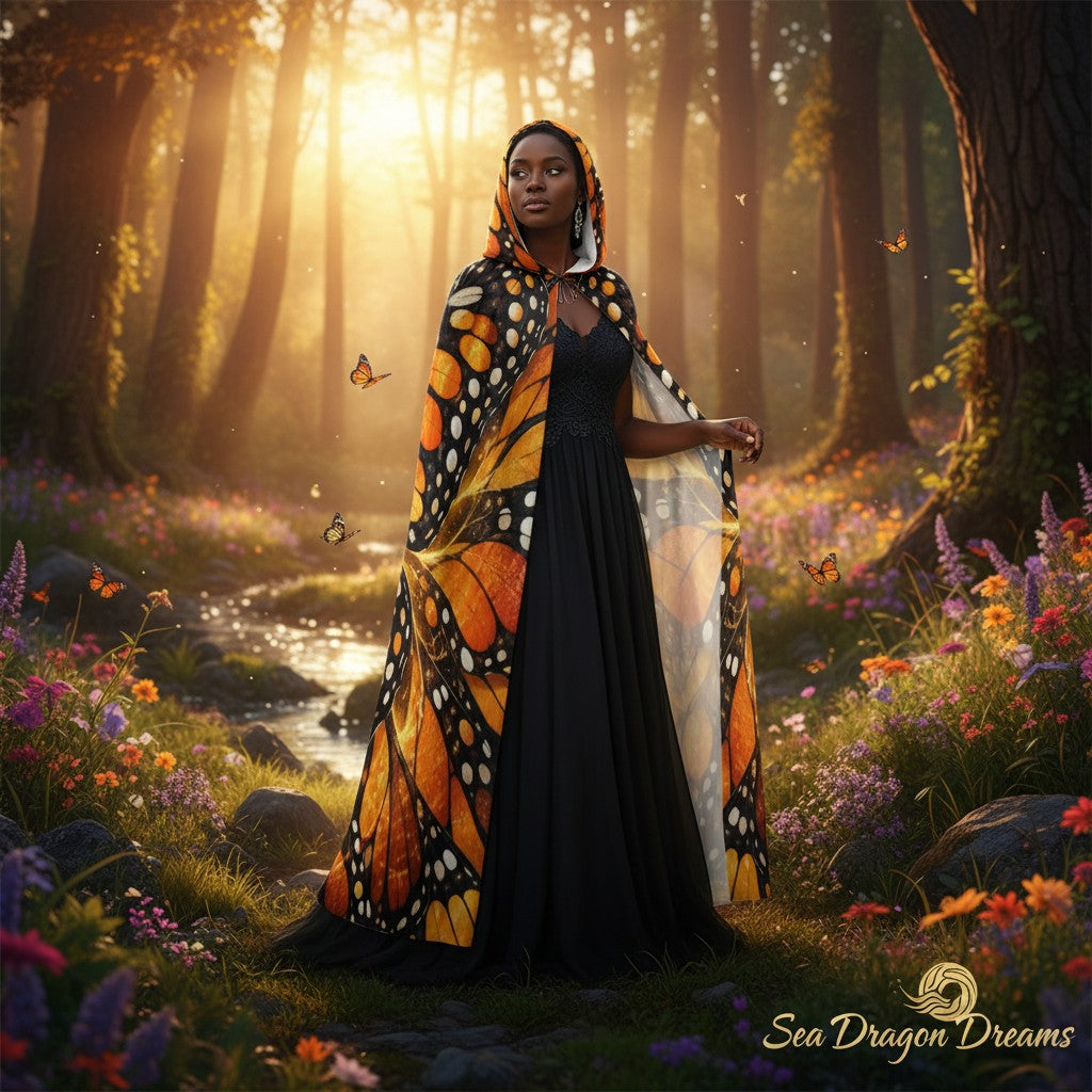 Monarch Transformation Unisex Hooded Cloak – Butterfly Wing Cape