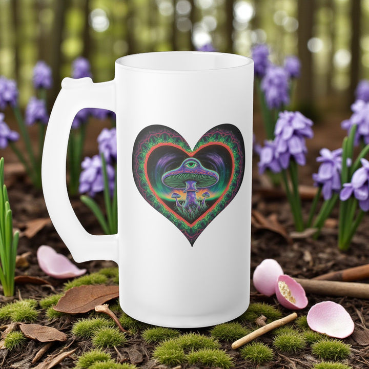 Frosted Glass Beer Mug - Mushroom Journey