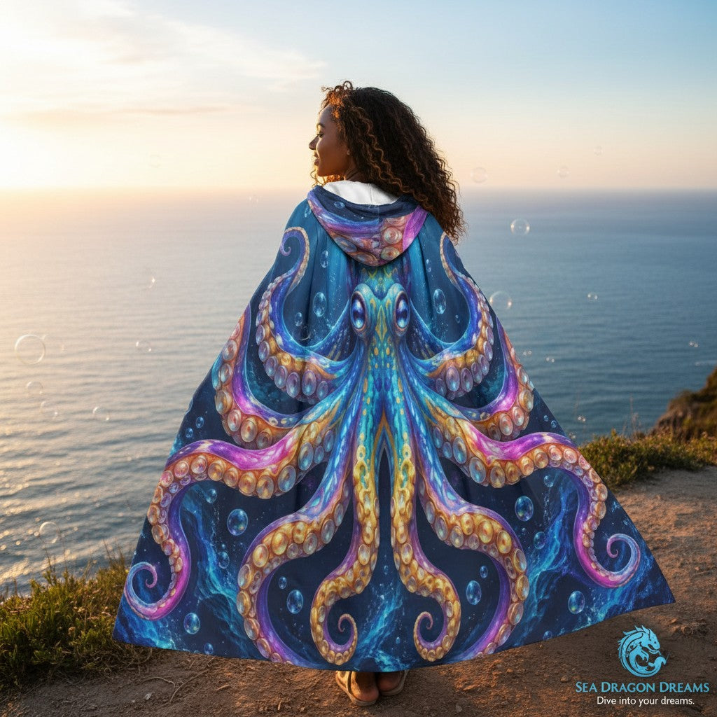 Octopus Power Unisex Hooded Cloak – Ocean Fantasy Cape