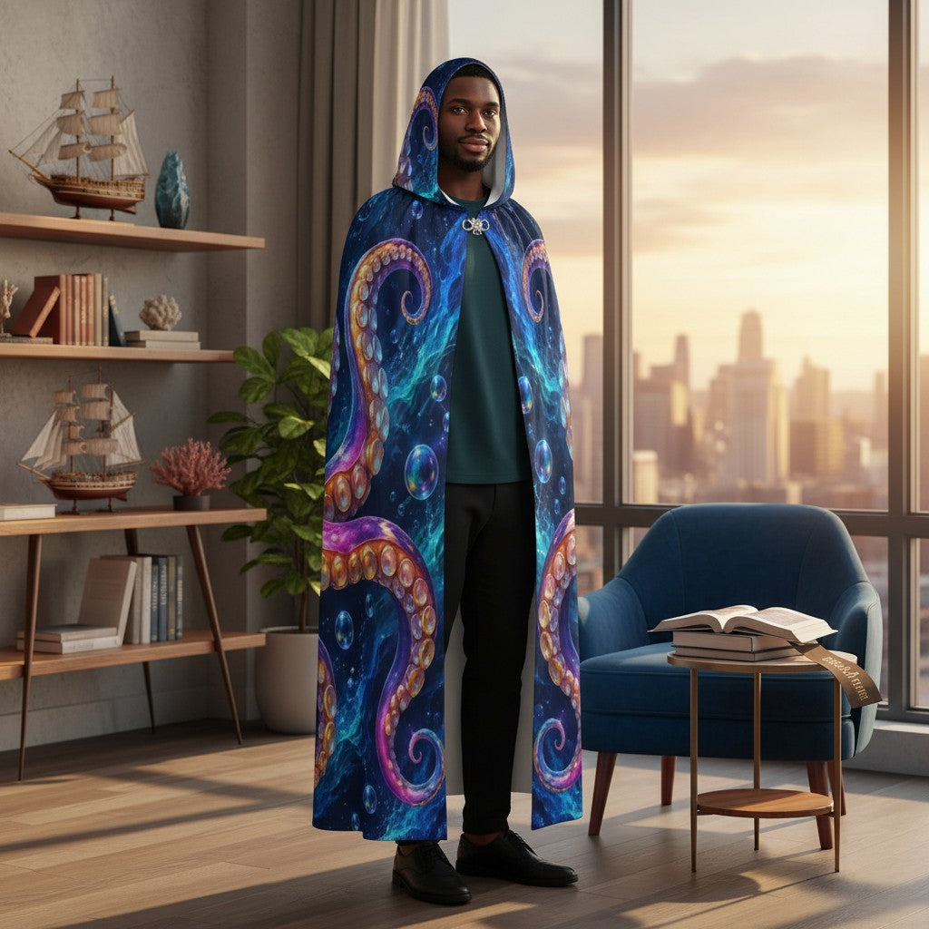 Octopus Power Unisex Hooded Cloak – Ocean Fantasy Cape