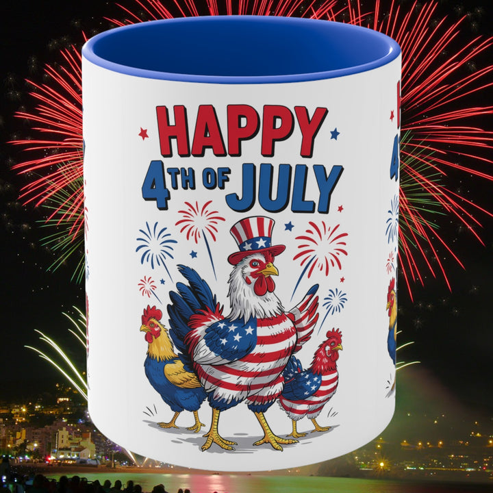 Patriotic 4th of July Accent Mug - Fun Chicken Design