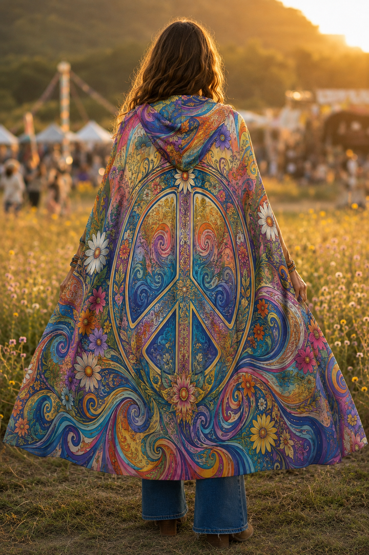 PEACE Unisex Hooded Cloak