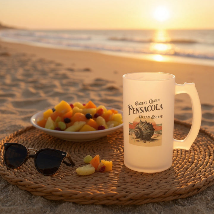 Frosted Glass Beer Mug - Pensacola Coastal Charm