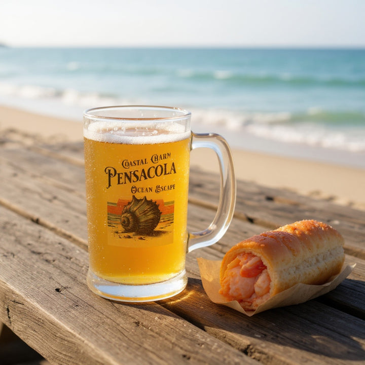 Frosted Glass Beer Mug - Pensacola Coastal Charm