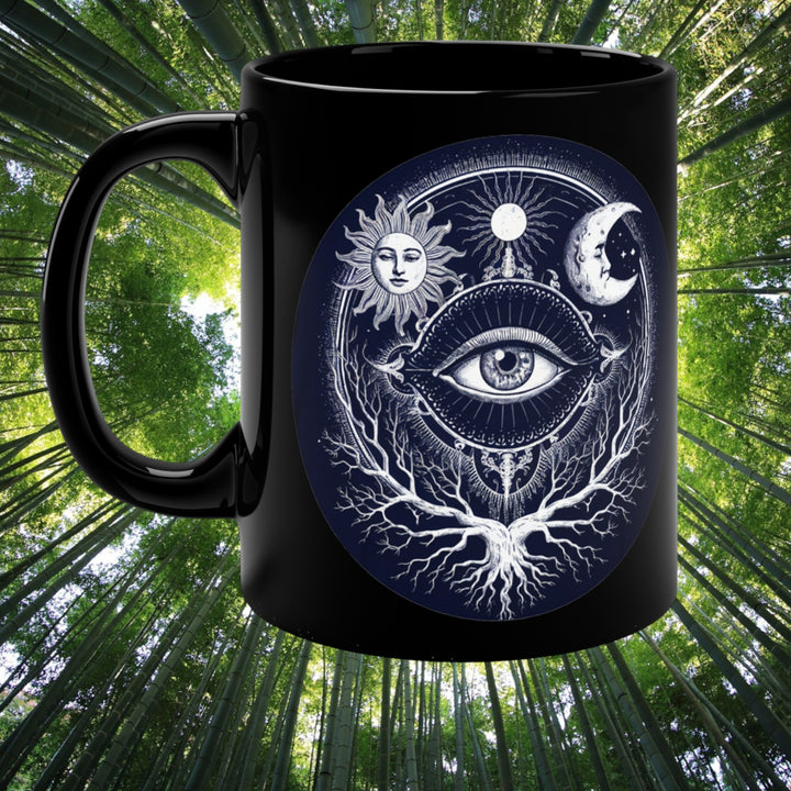 Sacred Eye Black Coffee Mug – 11oz Spiritual Gift