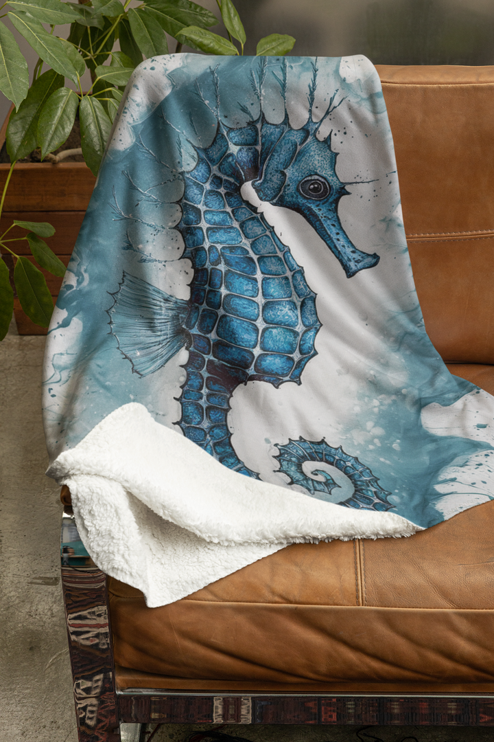 Velveteen Plush Blanket - SeaHorse