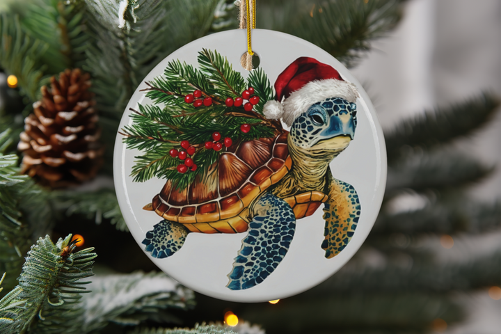 Ceramic Ornament - Sea Turtle Christmas