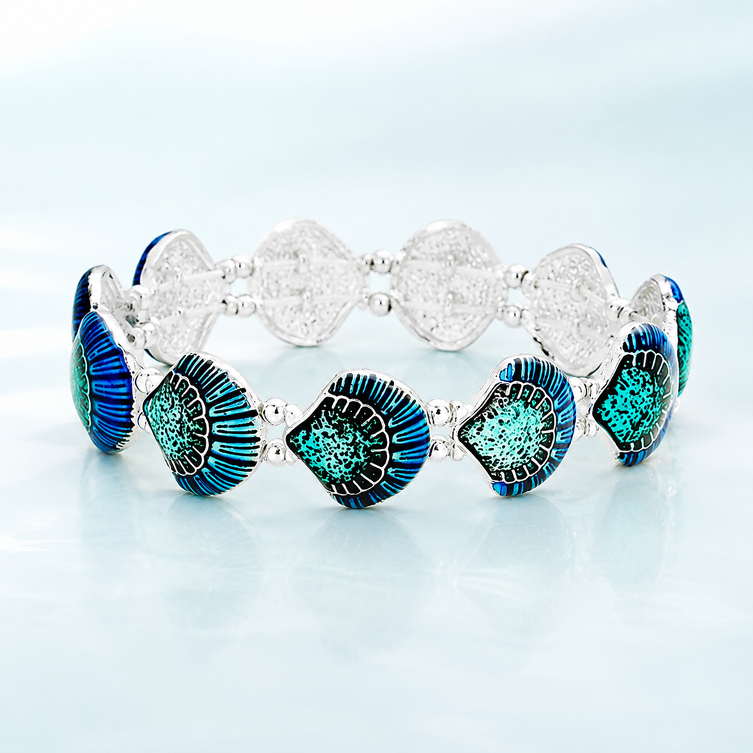 Enamel Shell Metal Stretch Bracelet