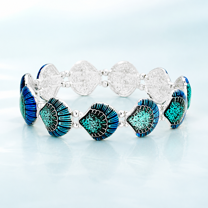 Enamel Shell Metal Stretch Bracelet