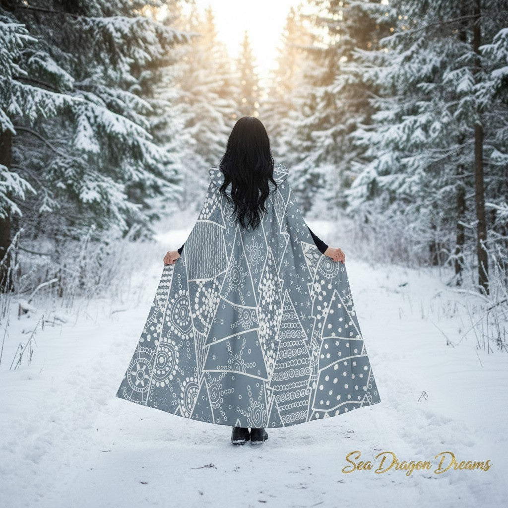 Snowflakes Unisex Hooded Cloak