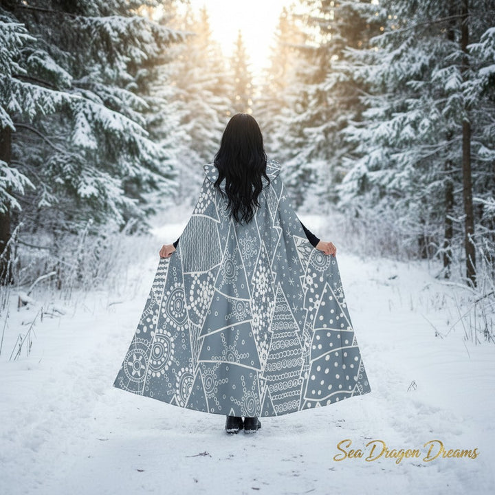 Snowflakes Unisex Hooded Cloak